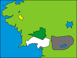 Mapa Rohanu (tmavozeleně)